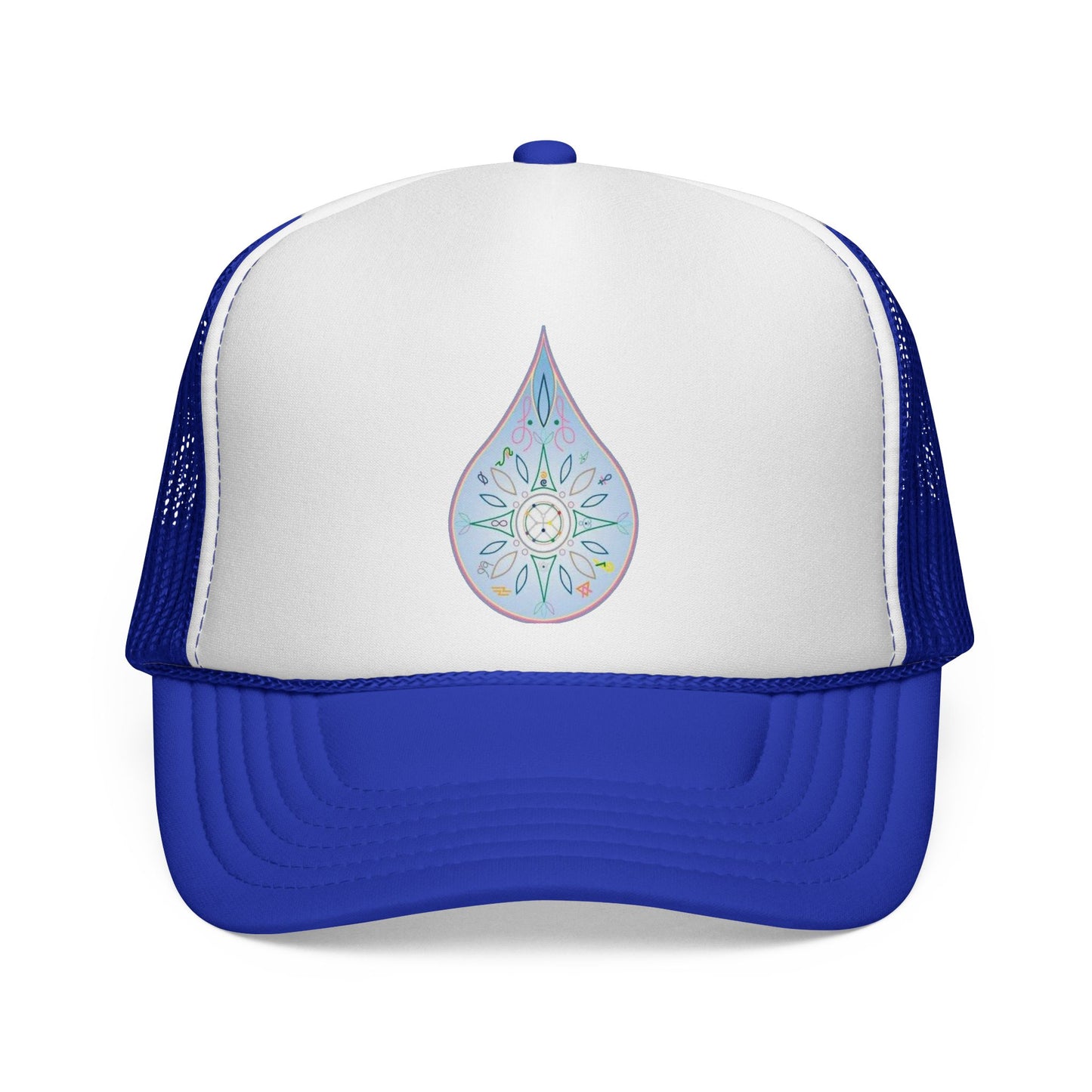 Water Drop Eckasha God Seed Code Trucker Hat — BohoTeardrop Spiritual Eckasha Hat by Divine Arts
