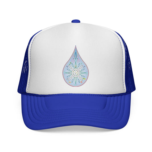 Water Drop Eckasha God Seed Code Trucker Hat — BohoTeardrop Spiritual Eckasha Hat by Divine Arts