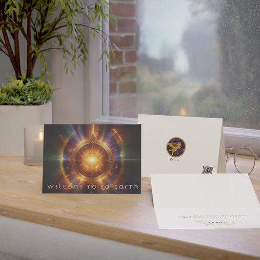 Greeting Cards (10, 30, & 50, 5" x 7" Double Coated), Earth 5D, Merkaba Art, Earth Chakra, Golden Age, Ascension, Digital Art, Christmas, Holiday Earth Day, Rumi Sufi Mystic Inspirational Poetry Quotes, Gift for Him or Her, by Divine Arts