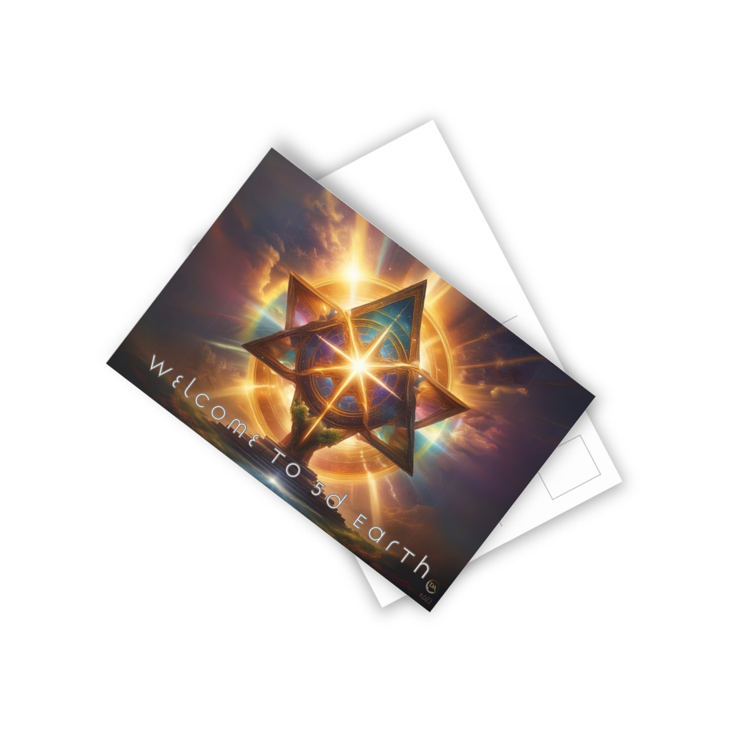 Postcards (10pcs), Welcome to 5D Earth, Christmas Holiday Earth Day Spiritual Gift Merkaba Stationery, Ascension Art by Divine Arts