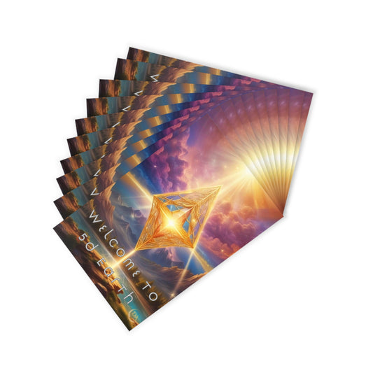 Postcards (10pcs), Welcome to 5D Earth, Christmas Holiday Earth Day Spiritual Gift Merkaba Stationery, Ascension Art by Divine Arts