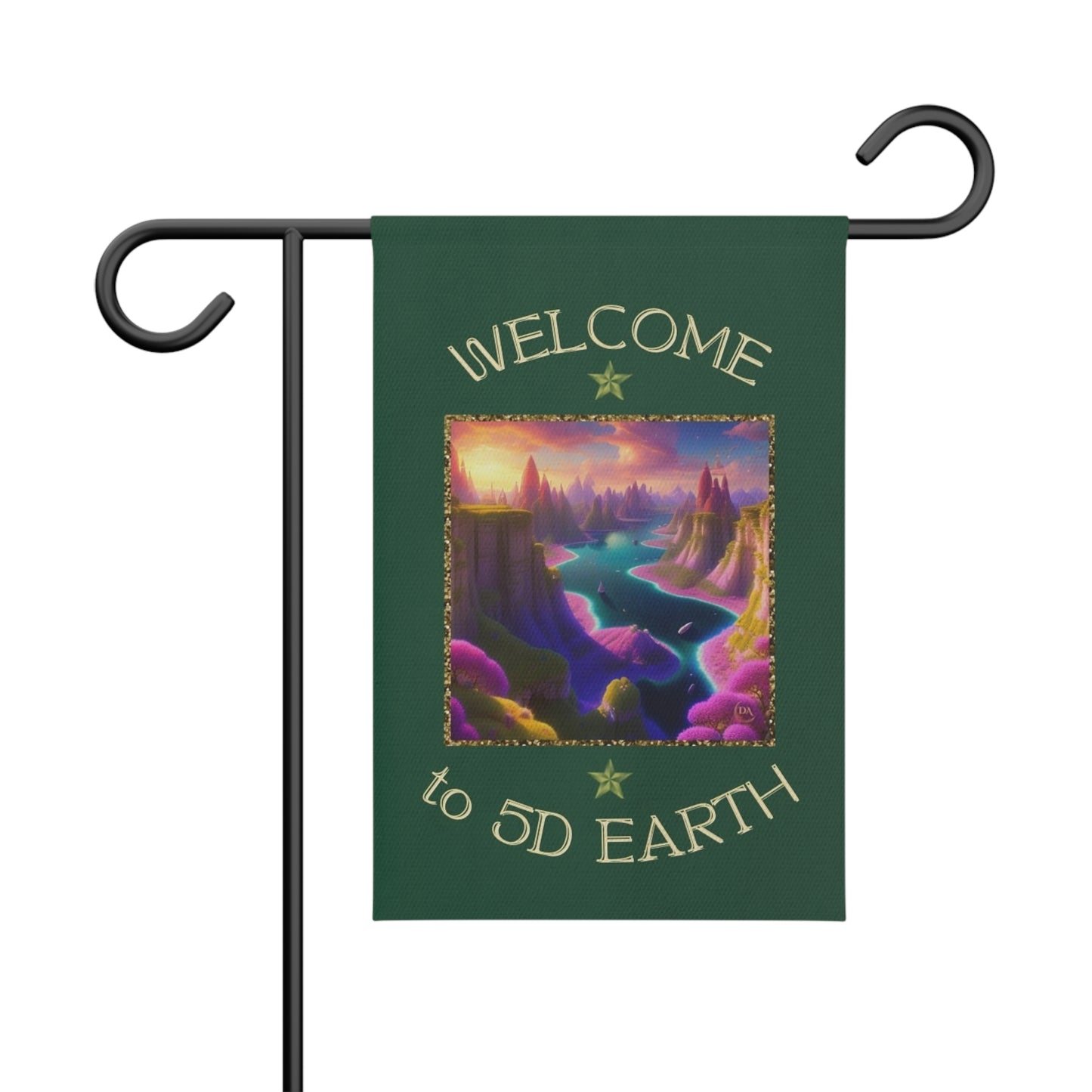 Divine Arts Garden Banner 100% Polyester 100% Weatherproof Water Resistant Fade Resistant 12" x 18" Double-Sided for Earth 5D Unity Consciousness Everyday is Earth Day Inspiration Garden Deoor Lightworker Yard Art