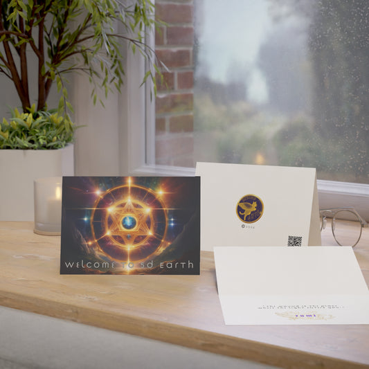 Greeting Cards (10, 30, & 50, 5" x 7" Double Coated), Earth 5D, Merkaba Art, Earth Chakra, Golden Age, Ascension, Digital Art, Christmas, Holiday Earth Day, Rumi Sufi Mystic Inspirational Poetry Quotes, Gift for Him or Her, by Divine Arts