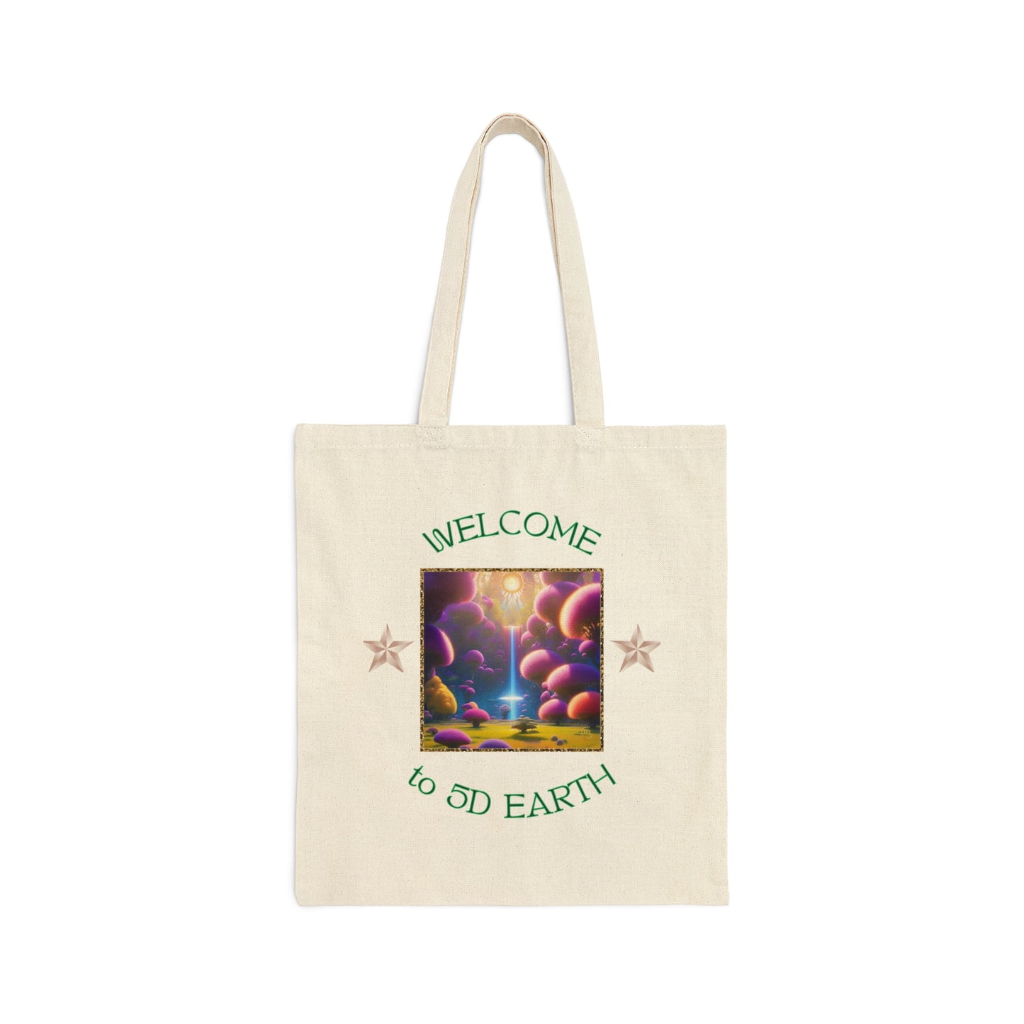 Divine Arts 100% Cotton Canvas Compact Lightweight Spiritual Fantasy Utopia Earth 5D Freedom Ascension Art Tote Bag