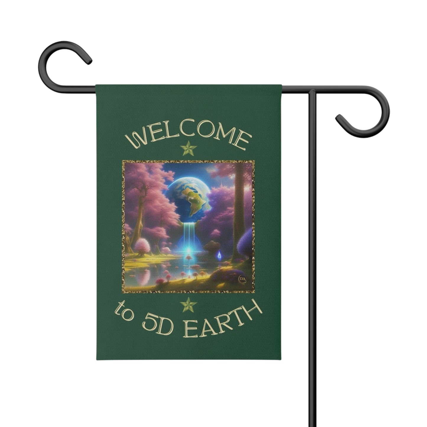 Divine Arts Garden Banner 100% Polyester 100% Weatherproof Water Resistant Fade Resistant 12" x 18" Double-Sided for Earth 5D Unity Consciousness Everyday is Earth Day Inspiration Garden Deoor Lightworker Yard Art