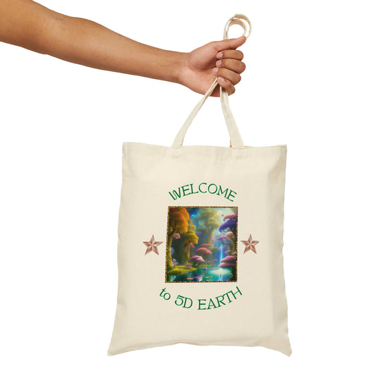 Divine Arts 100% Cotton Canvas Compact Lightweight Spiritual Fantasy Utopia Earth 5D Freedom Ascension Art Tote Bag