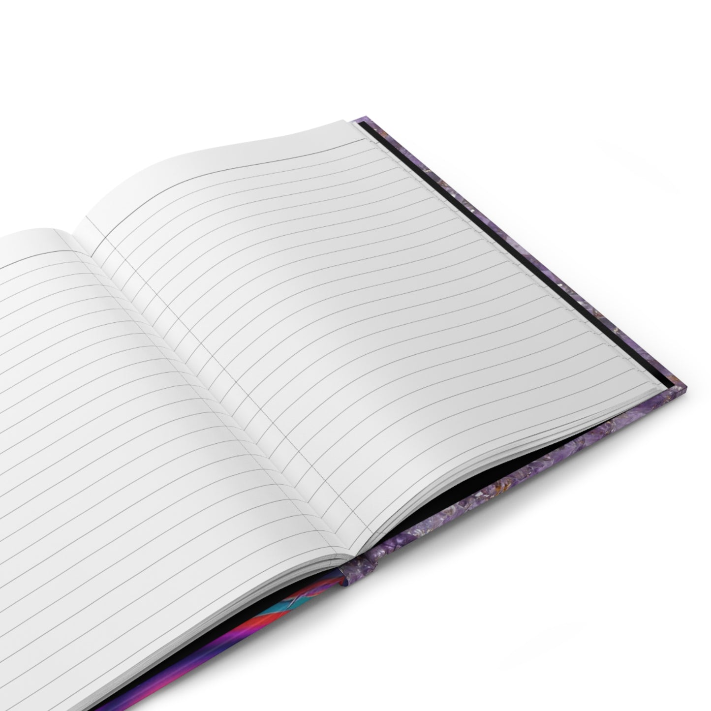 Divine Arts Hardcover Matte Laminate Coating Ruled Line Psychedelic Fantasy Galaxy Space Art Akashic Records Hall of Records Universal Comsic Library of Consciousness Front Cover and Amethyst Crystal Design Back Cover  Journal Stationery Notebook