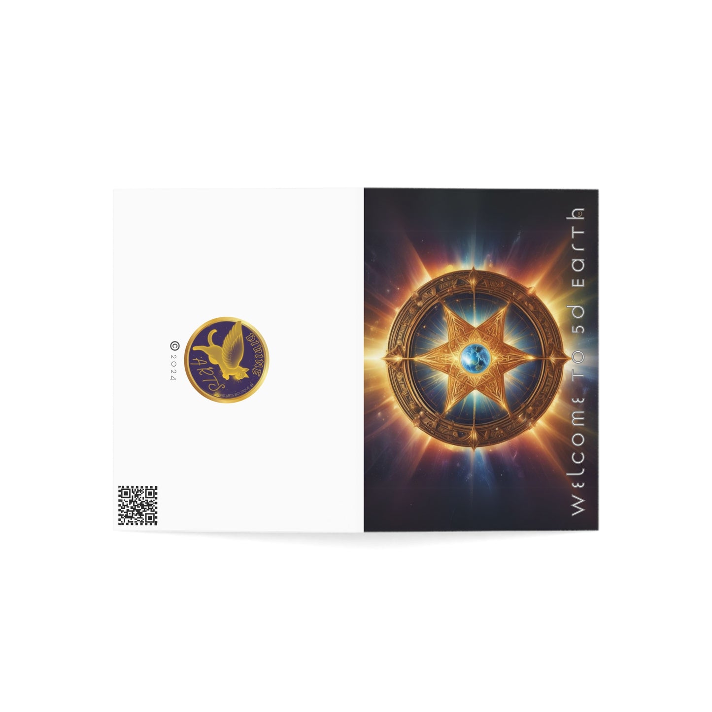 Greeting Cards (1, 10, 30, and 50pcs), Earth 5D, Merkaba Art, Earth Chakra, Golden Age, Ascension, Digital Art, Christmas, Holiday Earth Day, Rumi Sufi Mystic Inspirational Poetry Quotes, Gift for Him or Her, by Divine Arts
