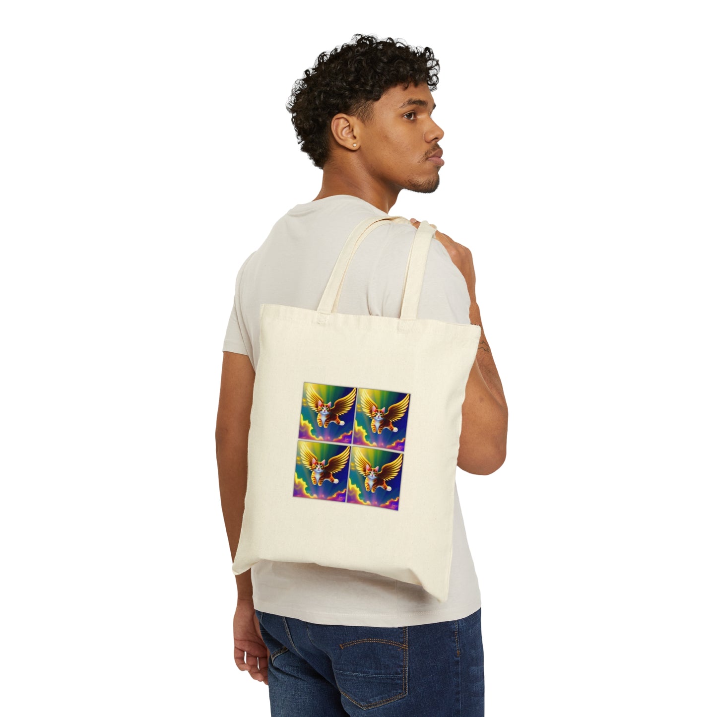 Divine Arts 100% Cotton Canvas Compact Lightweight Spiritual Fantasy Utopia Earth 5D Freedom Ascension Art Tote Bag