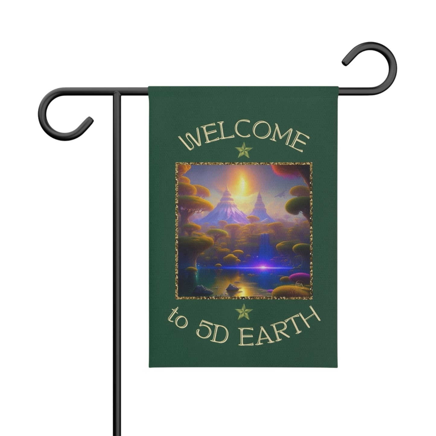 Divine Arts Garden Banner 100% Polyester 100% Weatherproof Water Resistant Fade Resistant 12" x 18" Double-Sided for Earth 5D Unity Consciousness Everyday is Earth Day Inspiration Garden Deoor Lightworker Yard Art