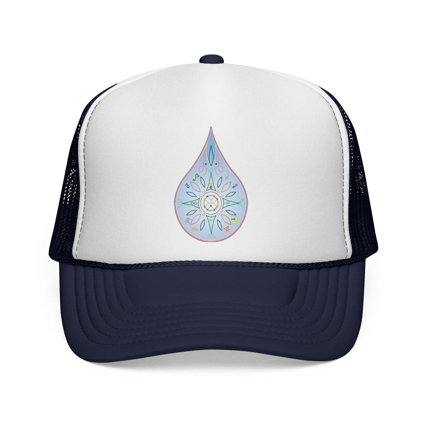 Water Drop Eckasha God Seed Code Trucker Hat — BohoTeardrop Spiritual Eckasha Hat by Divine Arts