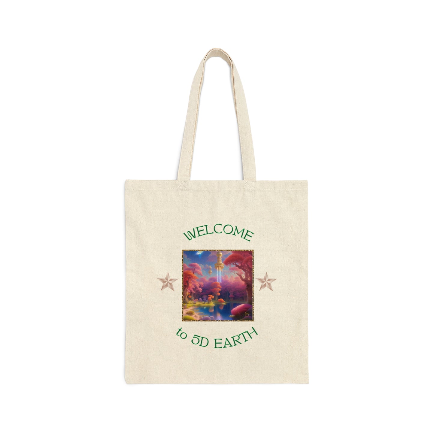 Divine Arts 100% Cotton Canvas Compact Lightweight Spiritual Fantasy Utopia Earth 5D Freedom Ascension Art Tote Bag