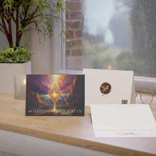 Greeting Cards (10, 30, & 50, 5" x 7" Double Coated), Earth 5D, Merkaba Art, Earth Chakra, Golden Age, Ascension, Digital Art, Christmas, Holiday Earth Day, Rumi Sufi Mystic Inspirational Poetry Quotes, Gift for Him or Her, by Divine Arts