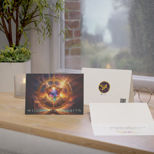 Greeting Cards (10, 30, & 50, 5" x 7" Double Coated), Earth 5D, Merkaba Art, Earth Chakra, Golden Age, Ascension, Digital Art, Christmas, Holiday Earth Day, Rumi Sufi Mystic Inspirational Poetry Quotes, Gift for Him or Her, by Divine Arts