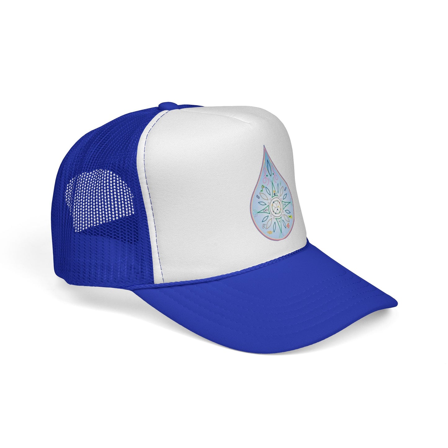 Water Drop Eckasha God Seed Code Trucker Hat — BohoTeardrop Spiritual Eckasha Hat by Divine Arts