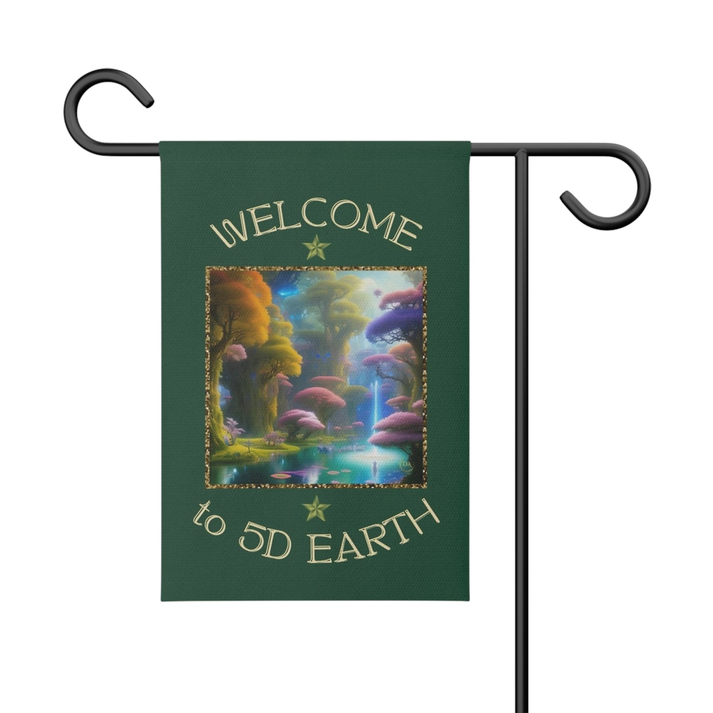 Divine Arts Garden Banner 100% Polyester 100% Weatherproof Water Resistant Fade Resistant 12" x 18" Double-Sided for Earth 5D Unity Consciousness Everyday is Earth Day Inspiration Garden Deoor Lightworker Yard Art