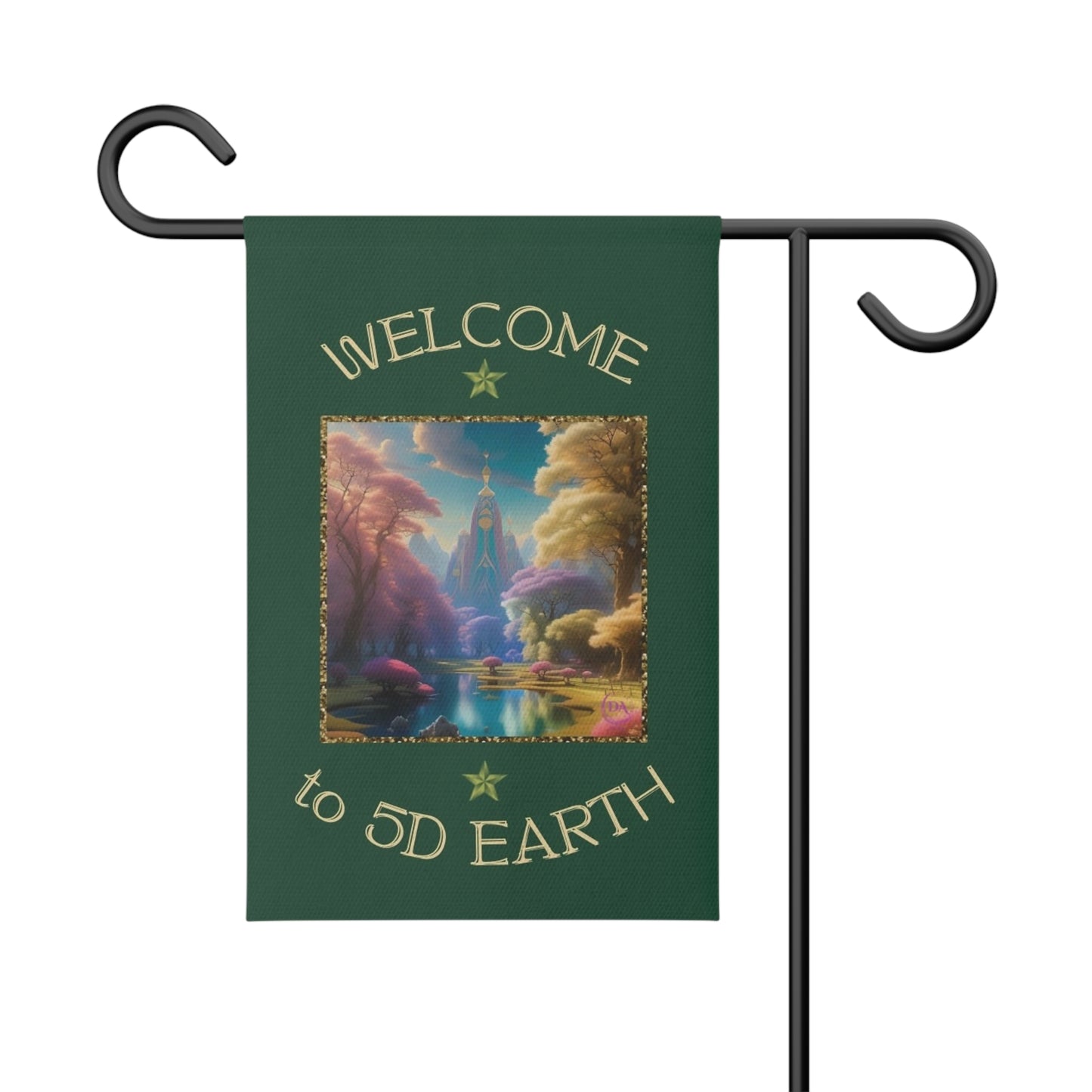 Divine Arts Garden Banner 100% Polyester 100% Weatherproof Water Resistant Fade Resistant 12" x 18" Double-Sided for Earth 5D Unity Consciousness Everyday is Earth Day Inspiration Garden Deoor Lightworker Yard Art