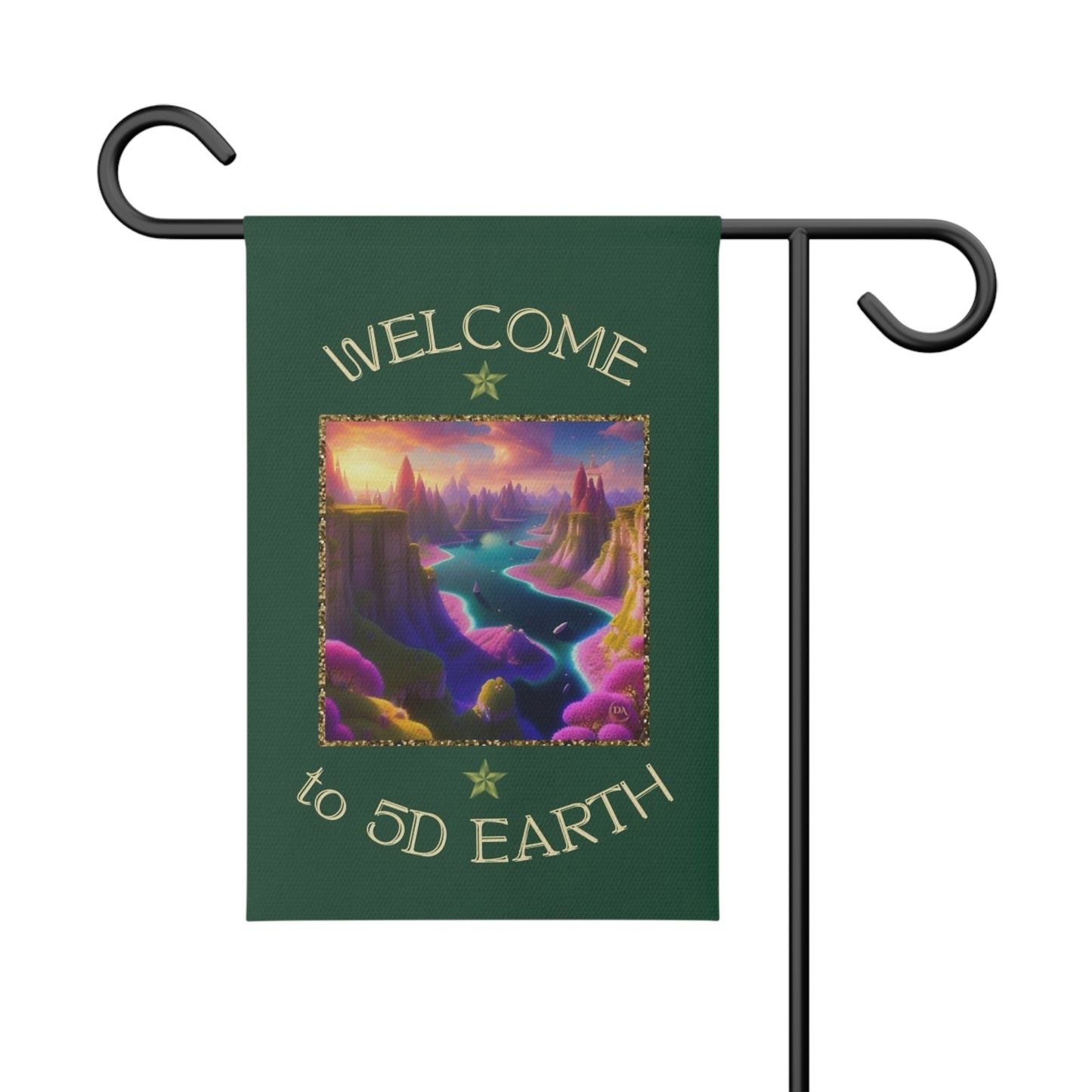 Divine Arts Garden Banner 100% Polyester 100% Weatherproof Water Resistant Fade Resistant 12" x 18" Double-Sided for Earth 5D Unity Consciousness Everyday is Earth Day Inspiration Garden Deoor Lightworker Yard Art