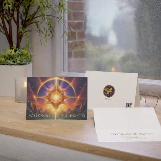 Greeting Cards (10, 30, & 50, 5" x 7" Double Coated), Earth 5D, Merkaba Art, Earth Chakra, Golden Age, Ascension, Digital Art, Christmas, Holiday Earth Day, Rumi Sufi Mystic Inspirational Poetry Quotes, Gift for Him or Her, by Divine Arts