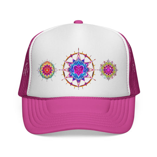 Psychedelic Sacred Geometry Galaxy Light Body Merkaba Trucker Cap by Divine Arts