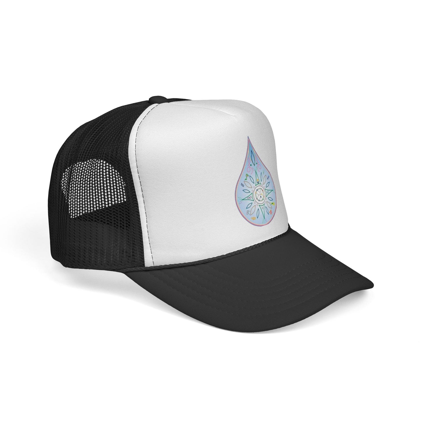 Water Drop Eckasha God Seed Code Trucker Hat — BohoTeardrop Spiritual Eckasha Hat by Divine Arts