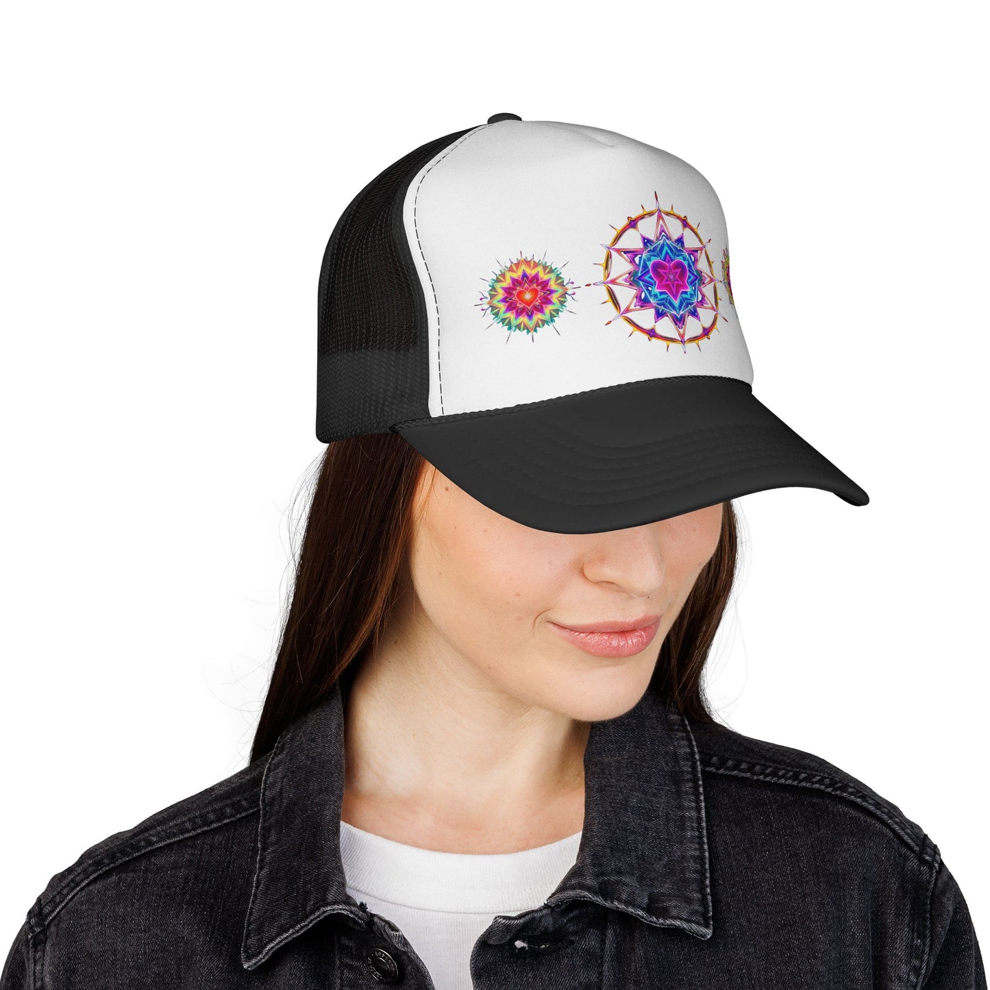 Psychedelic Sacred Geometry Galaxy Light Body Merkaba Trucker Cap by Divine Arts