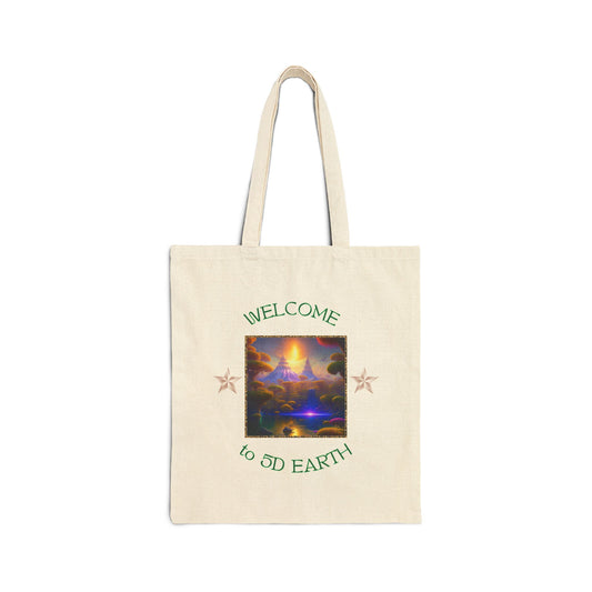 Divine Arts 100% Cotton Canvas Compact Lightweight Spiritual Fantasy Utopia Earth 5D Freedom Ascension Art Tote Bag