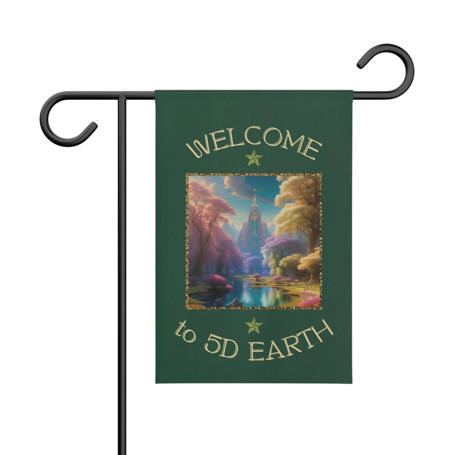 Divine Arts Garden Banner 100% Polyester 100% Weatherproof Water Resistant Fade Resistant 12" x 18" Double-Sided for Earth 5D Unity Consciousness Everyday is Earth Day Inspiration Garden Deoor Lightworker Yard Art