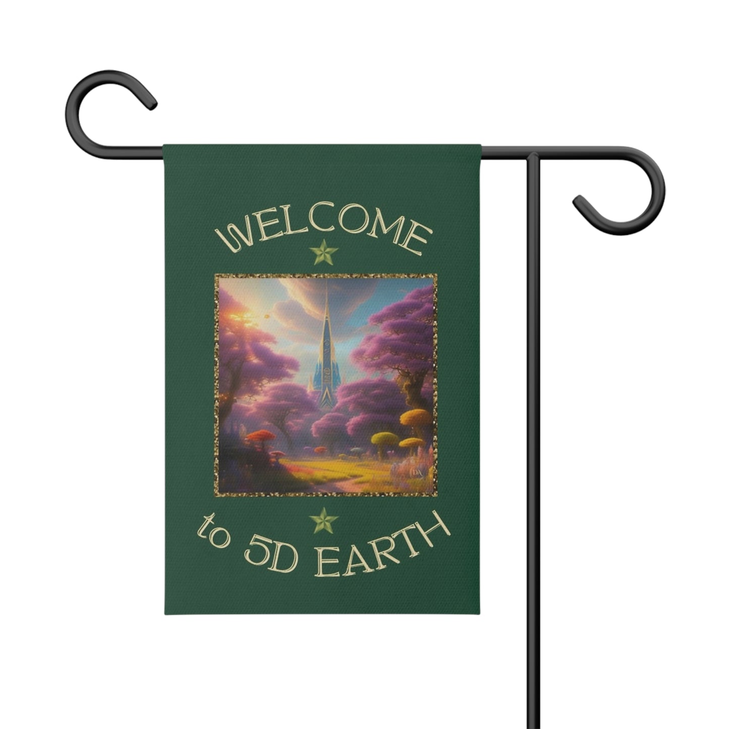 Divine Arts Garden Banner 100% Polyester 100% Weatherproof Water Resistant Fade Resistant 12" x 18" Double-Sided for Earth 5D Unity Consciousness Everyday is Earth Day Inspiration Garden Deoor Lightworker Yard Art