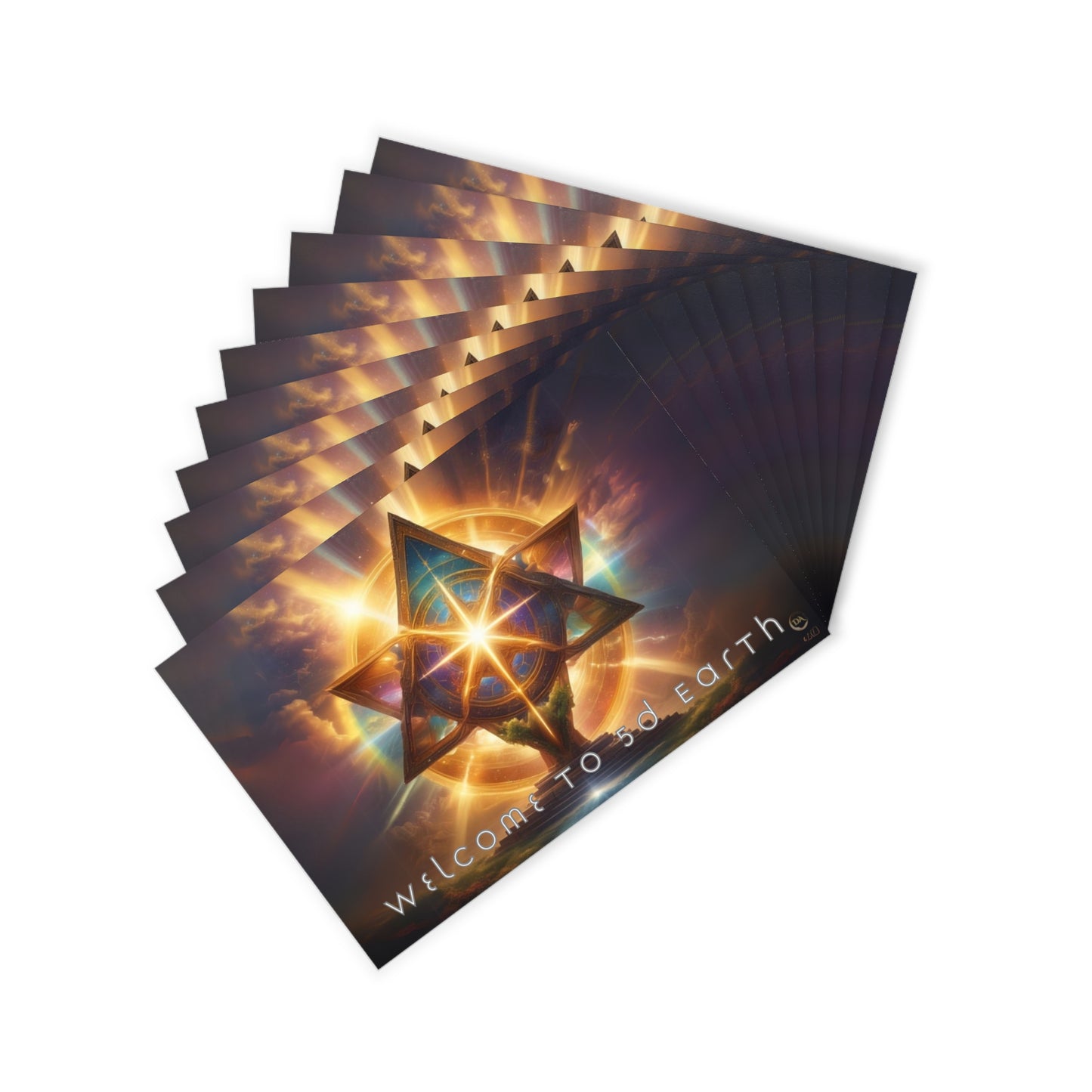 Postcards (10pcs), Welcome to 5D Earth, Christmas Holiday Earth Day Spiritual Gift Merkaba Stationery, Ascension Art by Divine Arts