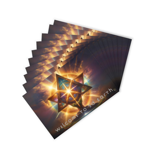 Postcards (10pcs), Welcome to 5D Earth, Christmas Holiday Earth Day Spiritual Gift Merkaba Stationery, Ascension Art by Divine Arts